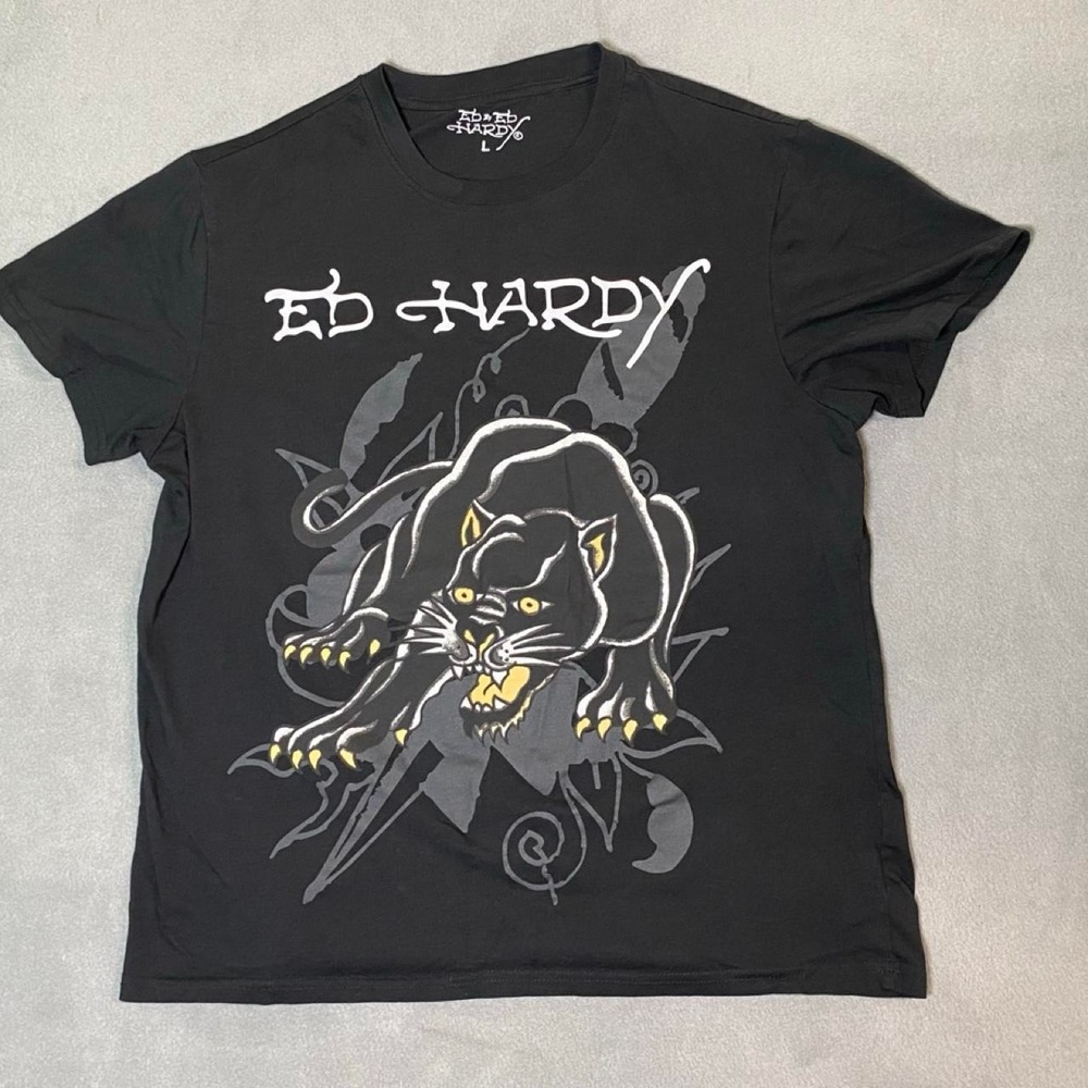 Ed By Ed Hardy Youth Boys size L (12/14) black panther t shirt